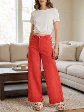 Universal Thread Red High Rise Sailor Wide Leg Pants Size 8 NWT Cotton Blend